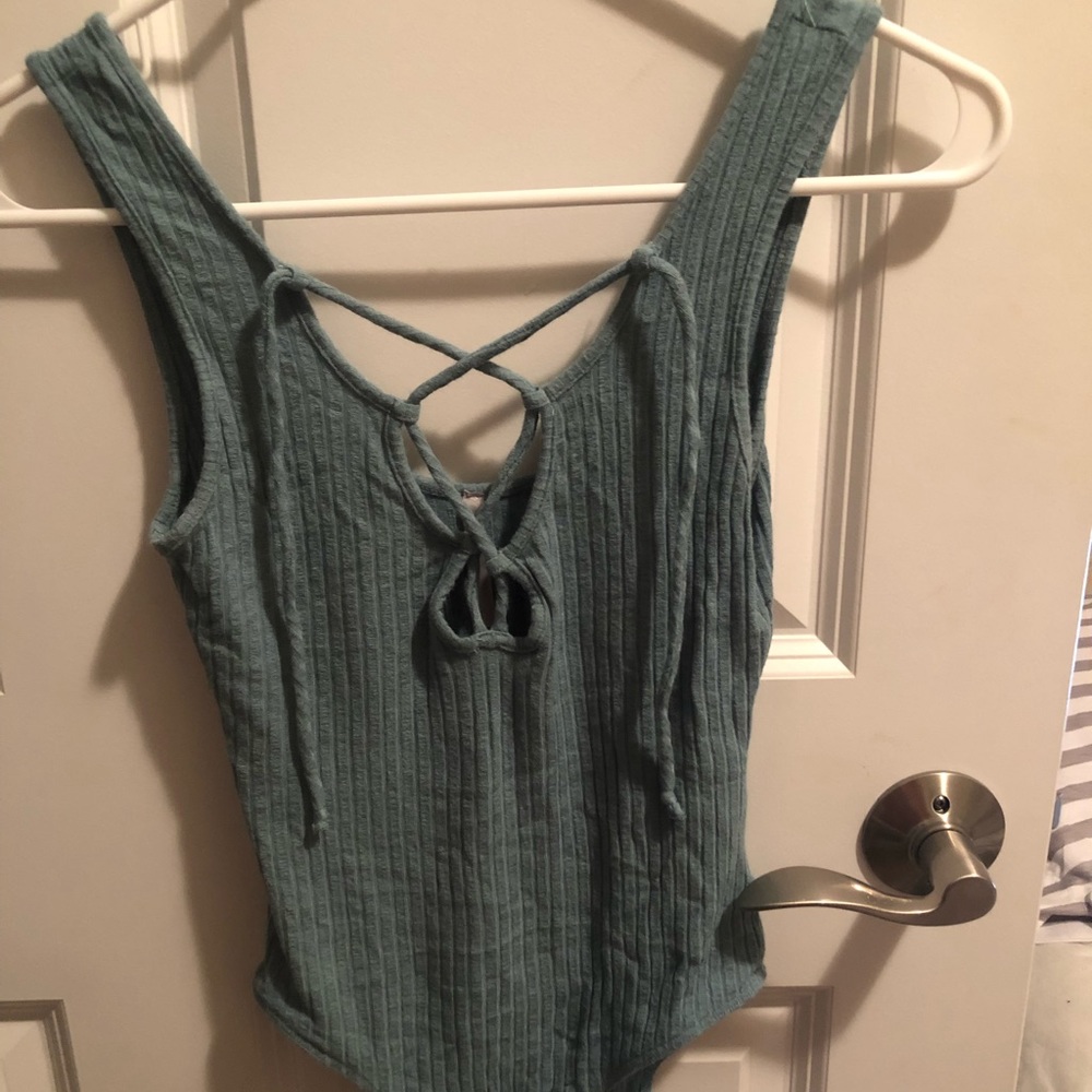 Blue Lace Up Body Suit